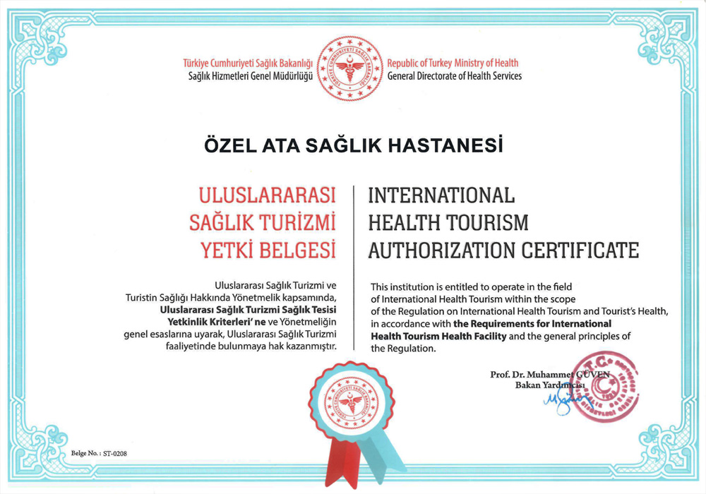 International Health Tourism Authorization Certificate